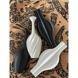 Bryn Vases Decoration, Flower Vase Modern Made of PLA, 3D Printing Technology Vase Black for Pampa, Flowers, Dried Flowers, Decoration Living Room, Bedroom, Wedding, Dining Table, Office (Style 1)