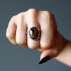 Satin Crystals Mahogany Obsidian Ring Fire Sterling Silver Adjustable Adjustable