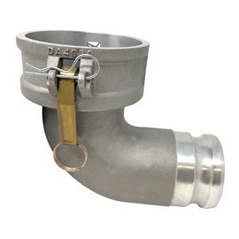 Gloxco Aluminum Type DA Cam and Groove Hose Fitting, 90 Degree Elbow Reducer, 4" Female Camlock x 3" Male Camlock (CAM-4030-DA90-AL)