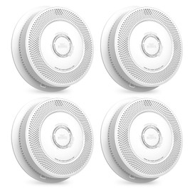 Jemay Smoke Detector Carbon Monoxide Detector Combo 10 Year Battery, Interconnected Smoke and Carbon Monoxide Detector with Voice Reminder, LED Warning Light Indicators, 4 Packs