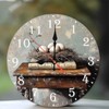 10-Inch Silent Wooden Wall Clock, Birds Nest on Antique Book