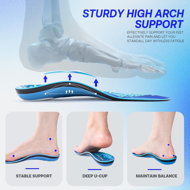 VALSOLE Plantar Fasciitis Arch Support Insole - 220+lbs Heavy Duty