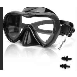 careonline Swimming Goggles Anti-Fog Dive Goggles with Nose Cover Black