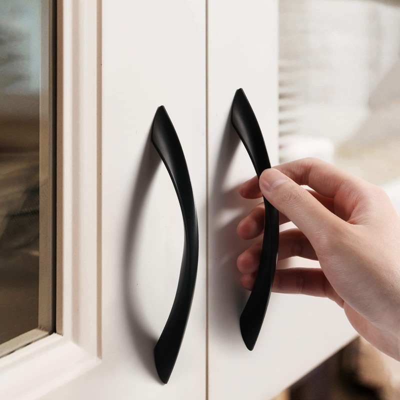 JIASENBAO Black Cabinet Pulls 5 Inch Arch Twisted Matte Black