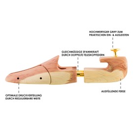 BY BNS CC Premium Cedar Wood Shoe Tree for Men and Women, High Quality Shoe Lasts, Shoe Tree for Beautiful Shoes without Wrinkles, for Men and Women, Size 41/42, Cedar wood colour