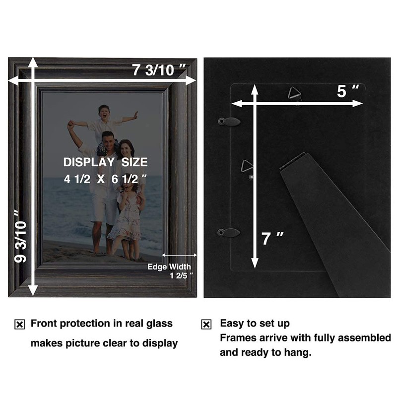 LaVie Home 5x7 Picture Frames (3 Pack, Black Wood Grain)