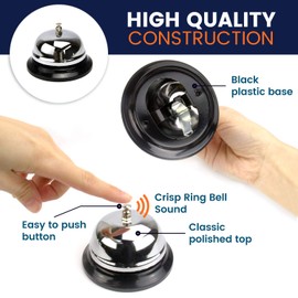FMP Brands [4 Pack] Call Bells 3.38 Inch - Silver Desk, Stainless Steel Metal Counter Service Bell, Loud and Clear Ring for Elderly, Hotel Reception, Restaurant, Kitchen, Store, School