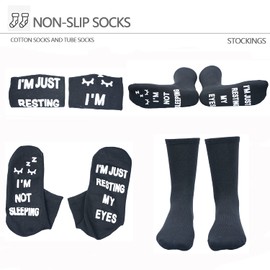 NDLBS - Calcetines divertidos de Navidad para juegos, calcetines de Navidad para hombres, adolescentes, niños, niños, adultos, regalos de Navidad, I'm Not Sleeping, Just Resting My Eyes-eyes, Talla