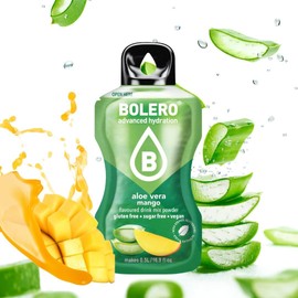 Bolero ALOE VERA MANGO 24x3g | Saftpulver ohne Zucker, gesüßt mit Stevia + Vitamin C | geeignet für Kinder, Sportler und Diabetiker | glutenfrei und veganfreundlich | der Geschmack gemischter Beeren