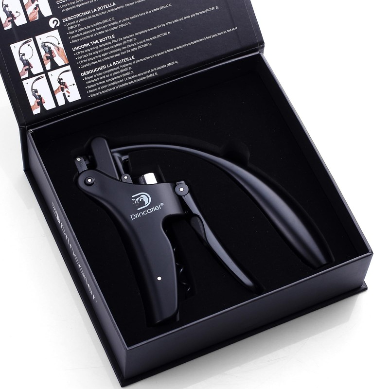 Drincarier Vertical Lever Corkscrew with Non-Stick Worm, Compact Rabbit Wine