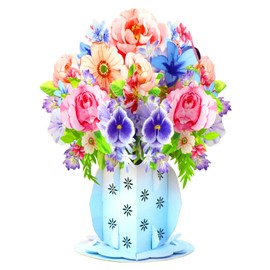 Generic Flower and Butterflies Paper Pop Up Card,Greeting Card for Birthday, Thinking of You, Birthday Card, Love Card, Valentine Cards, Thank You Card, Bouquet Flowers Includes Envelop