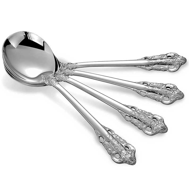 KEAWELL Gorgeous Round Soup Spoon, Set of 4, 18/10 Stainless