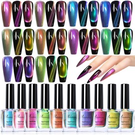 Major Dijit 10 Colors Cat's Eye Nail Polish Set 7.5ml/Bottle - Easy to Create 3D Glitter Effect - Long Lasting and Fast Drying - Salon Level Nail Art Experience