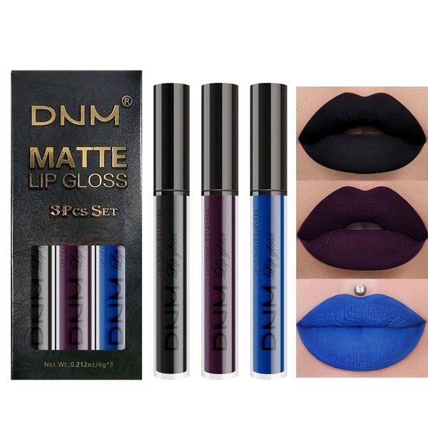 3 Colours Matte Liquid Lipstick Waterproof Durable Liquid Lip Gloss Lip Gloss Set (#07)