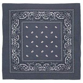 Large 100% Cotton Paisley Bandanas (22 inch x 22 inch) - Dark Grey Single Piece 22x22 - Use For Handkerchief, Headband, Cowboy Party, Wristband, Head Scarf - Double Sided Print