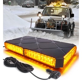 LUMENIX 48 LED Roof Top Strobe Beacon Lights Bar Rooftop Hazard Warning Emergency Safety Flashing Plow Light for Construction Vehicles Tow Commercial Trucks Postal Security Cars Snowplow - Amber
