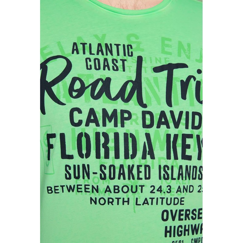 Camp David Mens Puff-Print Electric Green M T-Shirt, Green