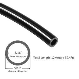 Beduan Pneumatic Tubing Pipe 5/16" OD Black Air Compressor PU Line Hose Tube for Water Fluid Transfer 12Meter 39.4ft