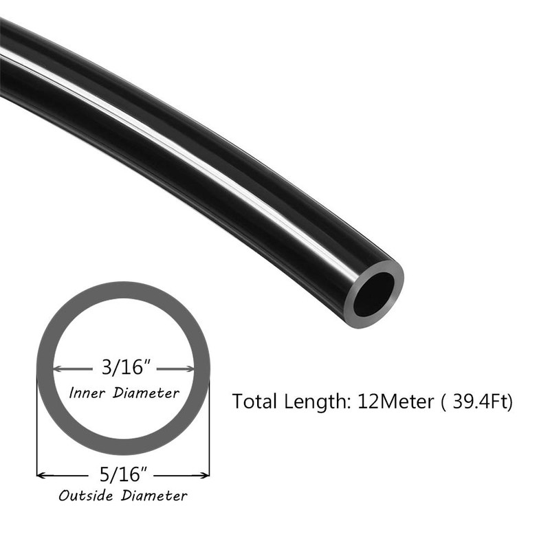 Beduan Pneumatic Tubing Pipe 5/16" OD Black Air Compressor PU