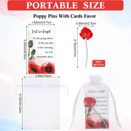 Lyrow 36 Pcs Memorial Day Red Poppy Pins Lapel Brooches Apparel Badges Pins with Card for Remembrance Day Clothes Bags Hats Decor