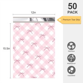 JinRuiKJ - Bolsa de polietileno de 12 x 15.5 pulgadas, paquete de 50 unidades, bolsas de envío para ropa, bolsas de correo fuertes, gruesas y autoadhesivas, bonitas bolsas de embalaje para pequeñas