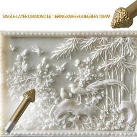 Bstinay 60 Angle Diamond CNC Router Bit Granite Stone Engraving 6mm Shank Dia