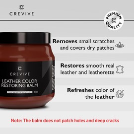 CREVIVE Leather Cleaner 8.45 oz & Leather Recoloring Balm London Tan 10 oz - Leather Color Restorer - Leather Restorer for Couches - Leather Balm London Tan