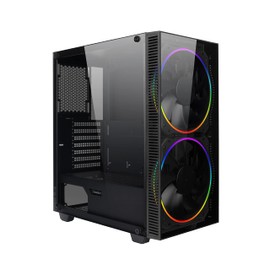 Gaming Case Mid-Tower with Tempered Glass Side Panel, 2x200mm ARGB Fans Included, GAMEMAX Black Hole