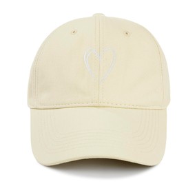 Zando 2025 Trendy Unisex Baseball Caps Embroidered Heart Hats for Women Preppy Dad Mom Adjustable Beige Ball Cap Plain Cotton Trucker Hat for Workout Running Golf Tennies Travel Valentines One Size