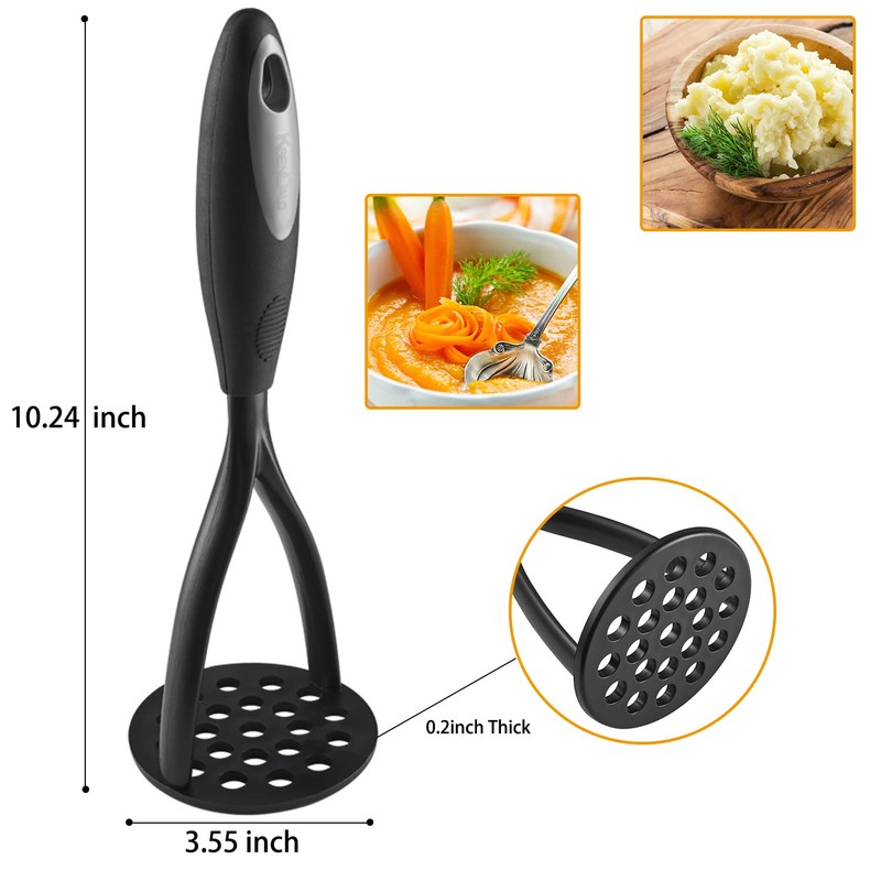 KSENDALO Potato Masher Kitchen Tool,Nonstick Bean Smasher Food Masher with