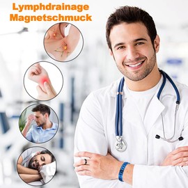 Cigmag Lymphatic Drainage Magnetic Bracelet Men's 4 Elements Ultra Strong Magnets Titanium Adjustable with Removal Tool and Gift Box (Blue)