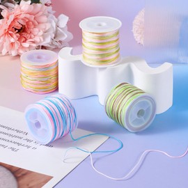 FASHEWELRY 4 Rolls Rainbow Chinese Knotting Cord Segment Dyed Nylon Cord 0.8mm Beading String for Macrame Friendship Bracelets, Jewelry Making