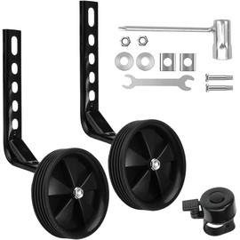 Universal Stabilisers for Childs Bike 12/14/16/18/20 Inch, Stronger Bike Wheel Stabilizer, Bicycle Training Wheels with Adjustable, Bicycle Stabiliser Mounted Kit for Kids Single Speed Bikes (Black)