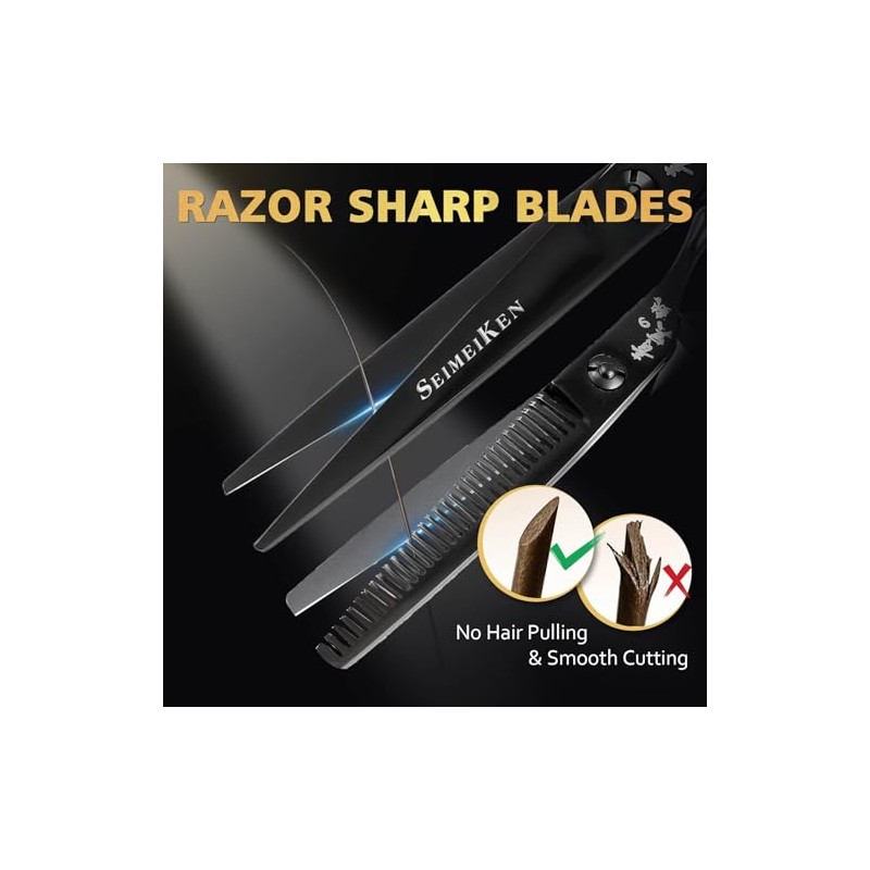 Professional Hair Cutting Scissors 6 Inch with Thinning Scissors for