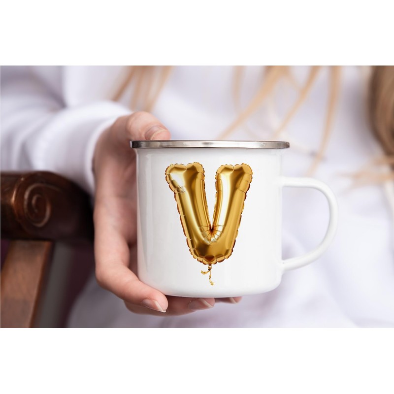MAXIKIWI Langlebige Emaille-Kaffee- oder Tee-Camping-Tasse für drinnen und draußen, Motiv: