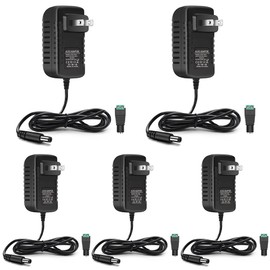 12V LED Power Supply, 12 Volt 1A 12W DC Power Supply, 100-240V AC to 12V Transformer, Wall Plug Adapter with 5.5/2.1 DC Female Connector (5 Pack)