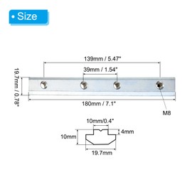PATIKIL 7.1 Inch Straight Line Connector, 4 Pcs T/V Slot Aluminum Extrusion Connector Corner Bracket with M8 Screws for 45 Series Aluminum Profile (Silver)