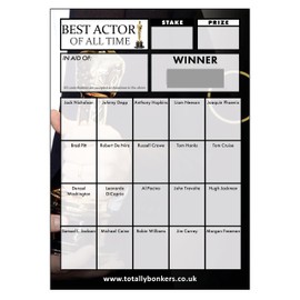 Totally Bonkers - Actor (Films) Fundraising Scratch Cards - 20 SQUARE - A6 (148x105mm) -10 Pack - TB0016 - Blind Card