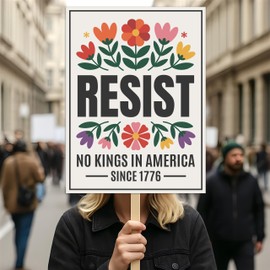 No Kings In America Protest Sign, Anti-Trump Resistance, Political Activist Poster, Rally Sign, Resist Fascism Protest Poster