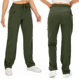Women's Hiking Cargo Pants Quick Dry UPF50+ Outdoor Pants for Women Fishing Safari Travel Stretchy Pants with Pockets,6608,Army,XX-L