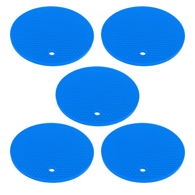 5PCS Silicone Trivet Mats Round Multipurpose Heat Resistant Non Slip