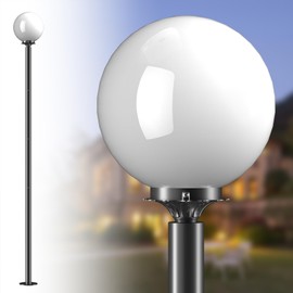 ACOHOOK Modern Outdoor Post Lights Globe Street Pole Lights Outdoor for Yard, 3000K IP65 Waterproof Heavy-Duty Aluminum Post Lamp Lighting for Garden, Driveway (E26 LED Bulbs Included)