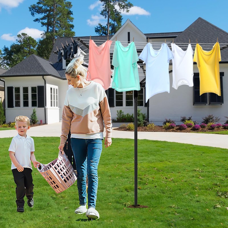 Yuxitia Umbrella Clothesline Outdoor,165 Feet Heavy Duty Outdoor Clothesline for