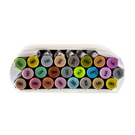 Craft County - Professional Alcohol Makers Set - 24 Colors Dual Tip Box Set - Spectrum Noir Art Markers for Artists (LIGHT)