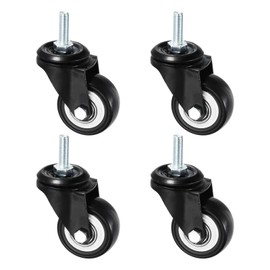 PATIKIL 2 Inch Stem Casters, 4 Pack PU Threaded Stem Caster Wheel 360 Degree Rotation M8 x 25mm for Rolling Cart Cart Wheels Furniture Replacement, Black