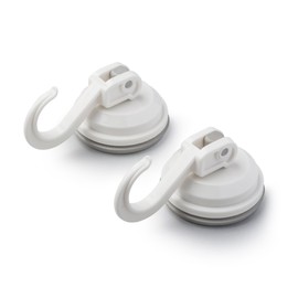 Zeal" Click and Secure Vacuum Suction Cup Hooks, White, Large
