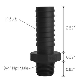 10 pcs 1" Barb x 3/4" NPT Male Connector, Plastic Hose Barb Fitting, Adapter, Industrial Hose Barbed to Pipe Fittings Connect