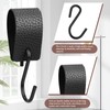 Pack of 12 S Hooks Black with Leather Loop, Clothes