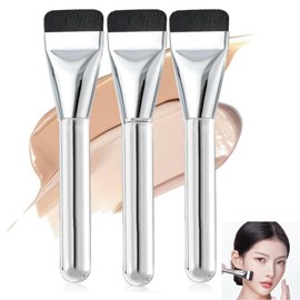 Brocha Plana para Base Líquida, 3 PCS Brochas para Base Liquida, Ultradelgado Pinceles De Maquillaje Planos, brocha maquillaje liquido Para Polvos, Cremas, Mezclas Líquidas Y Correctores Impecables