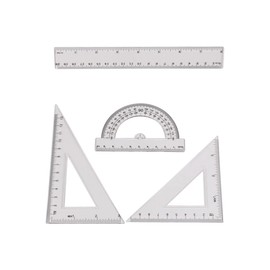 Geometry Sets Maths Set Protractor Set 4Pcs Maths Sets for Secondary School Included Ruler, Squares Pertracter Set(20CM)